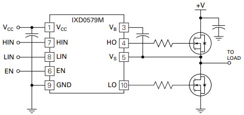 Application Circuit Diagram - IXYS Integrated Circuits IXD0579M Gate Driver